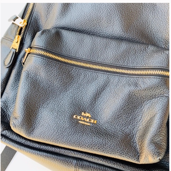 NEW Coach Charlie Backpack Black Pebbled Leather - Picture 5 of 8